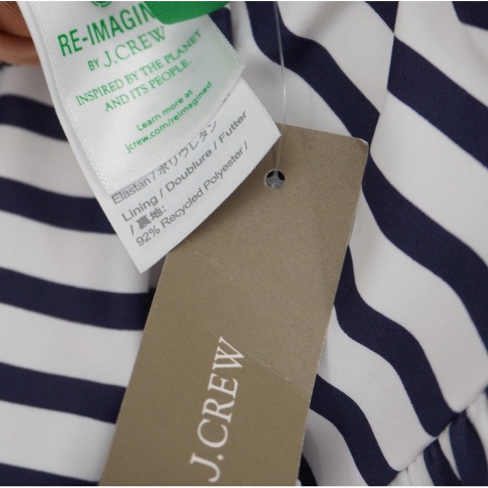 J.Crew Ruched One Shoulder One Piece Navy White Stripe Size 14 Coastal NEW - Picture 9 of 16